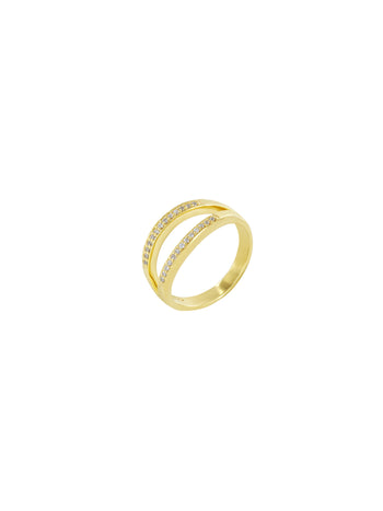 Double Band Gemstone Ring Gold Vermeil