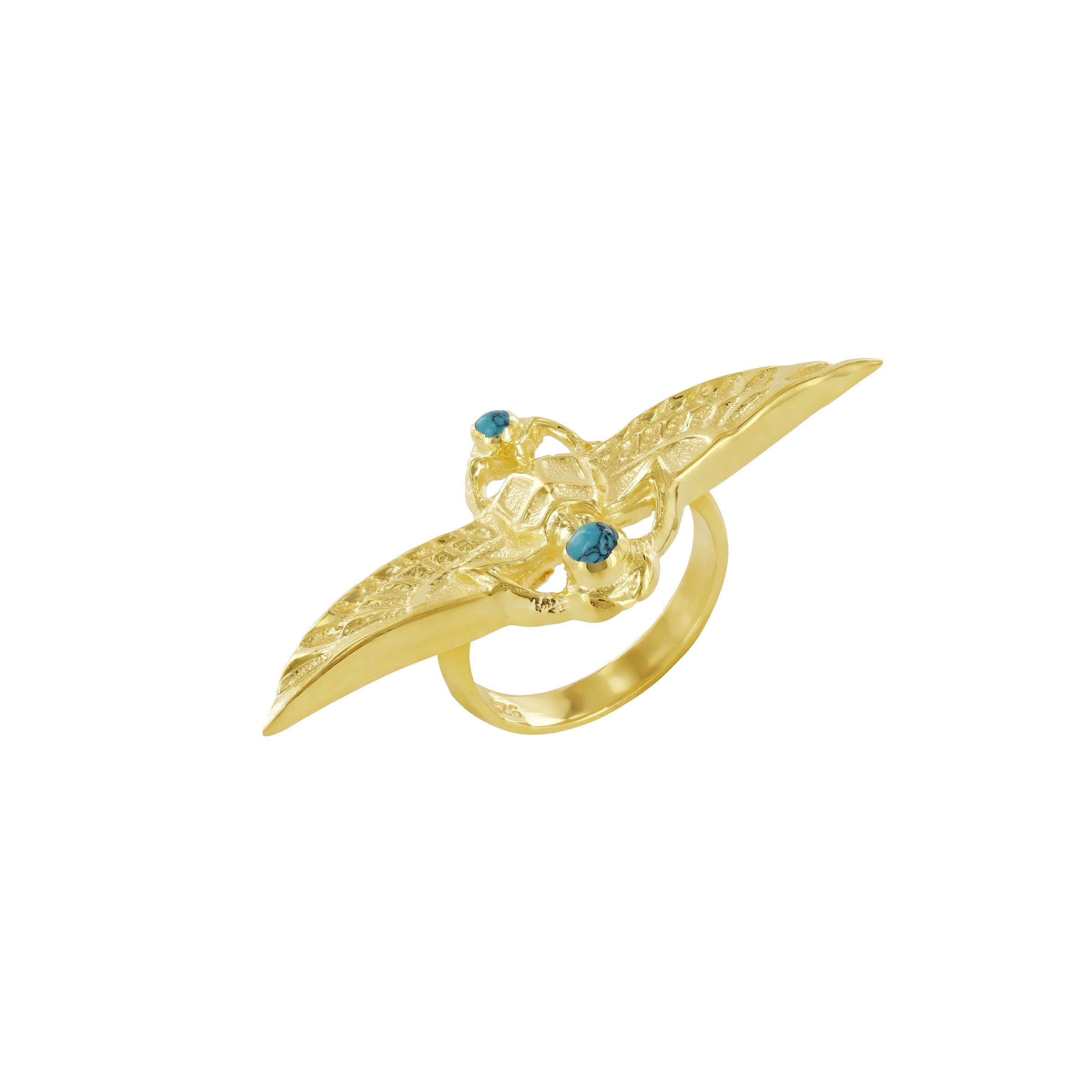 Turquoise Scarab Ring Gold Vermeil