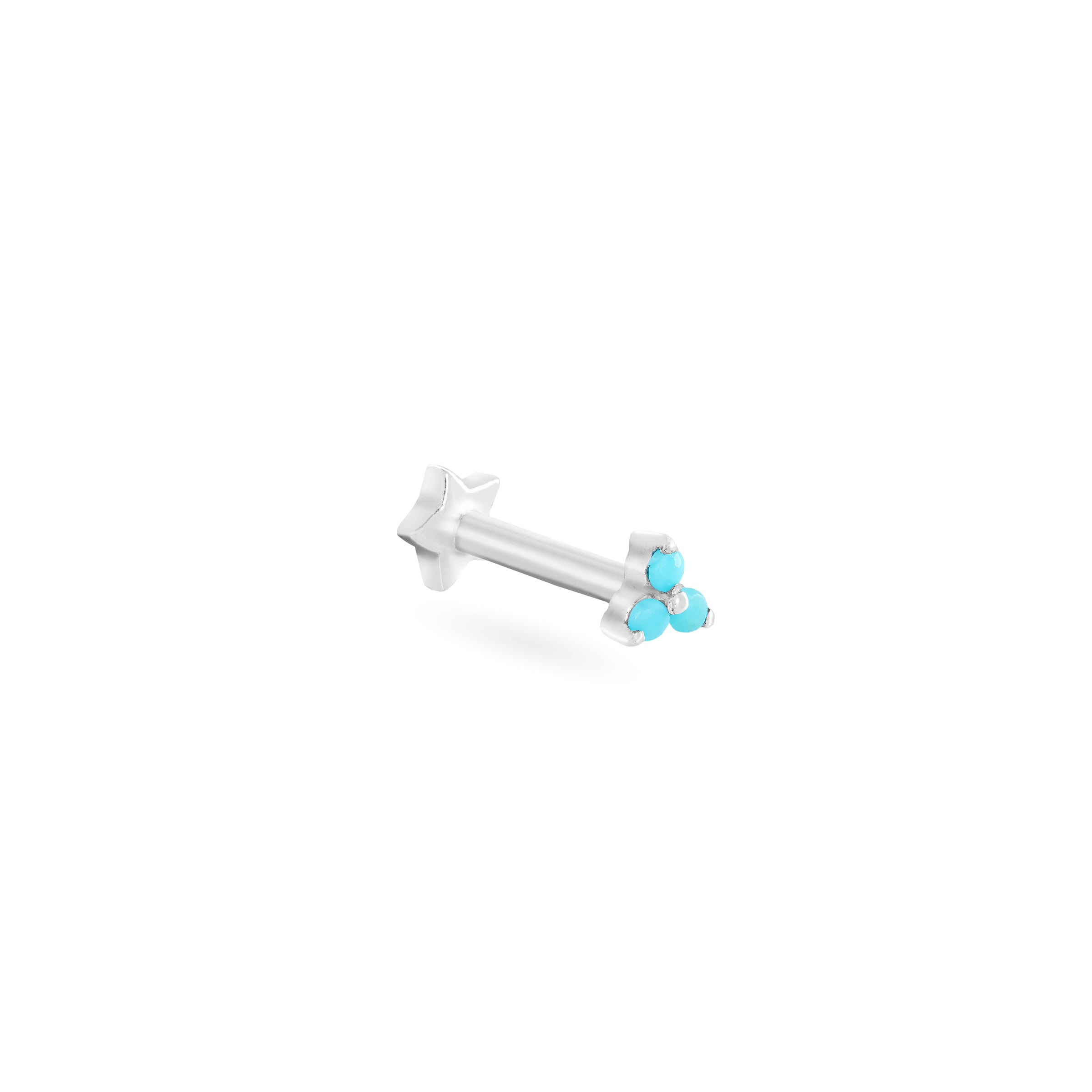 White Gold Turquoise Trilogy Threaded Single Stud