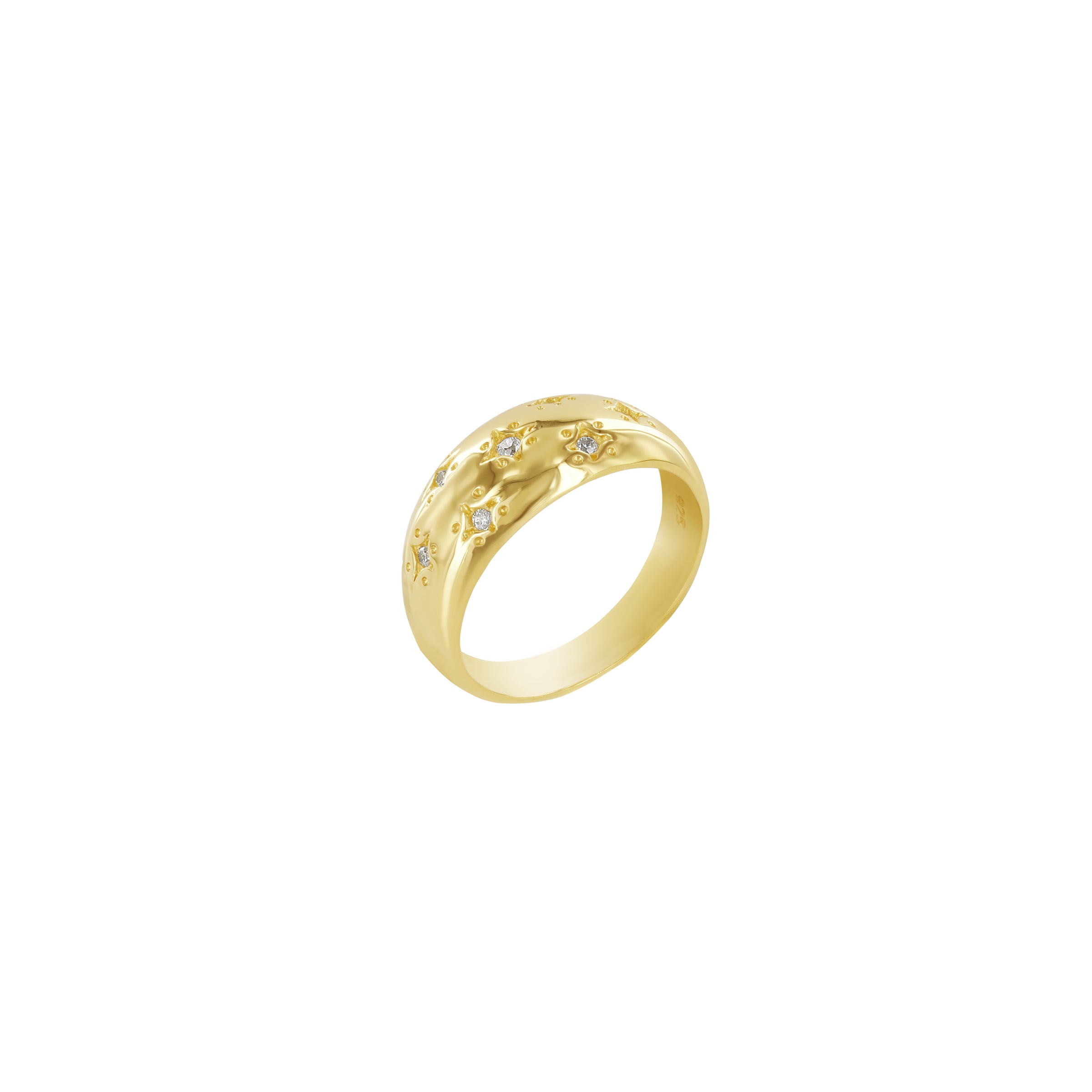 Sacred Domed Star Ring Gold Vermeil