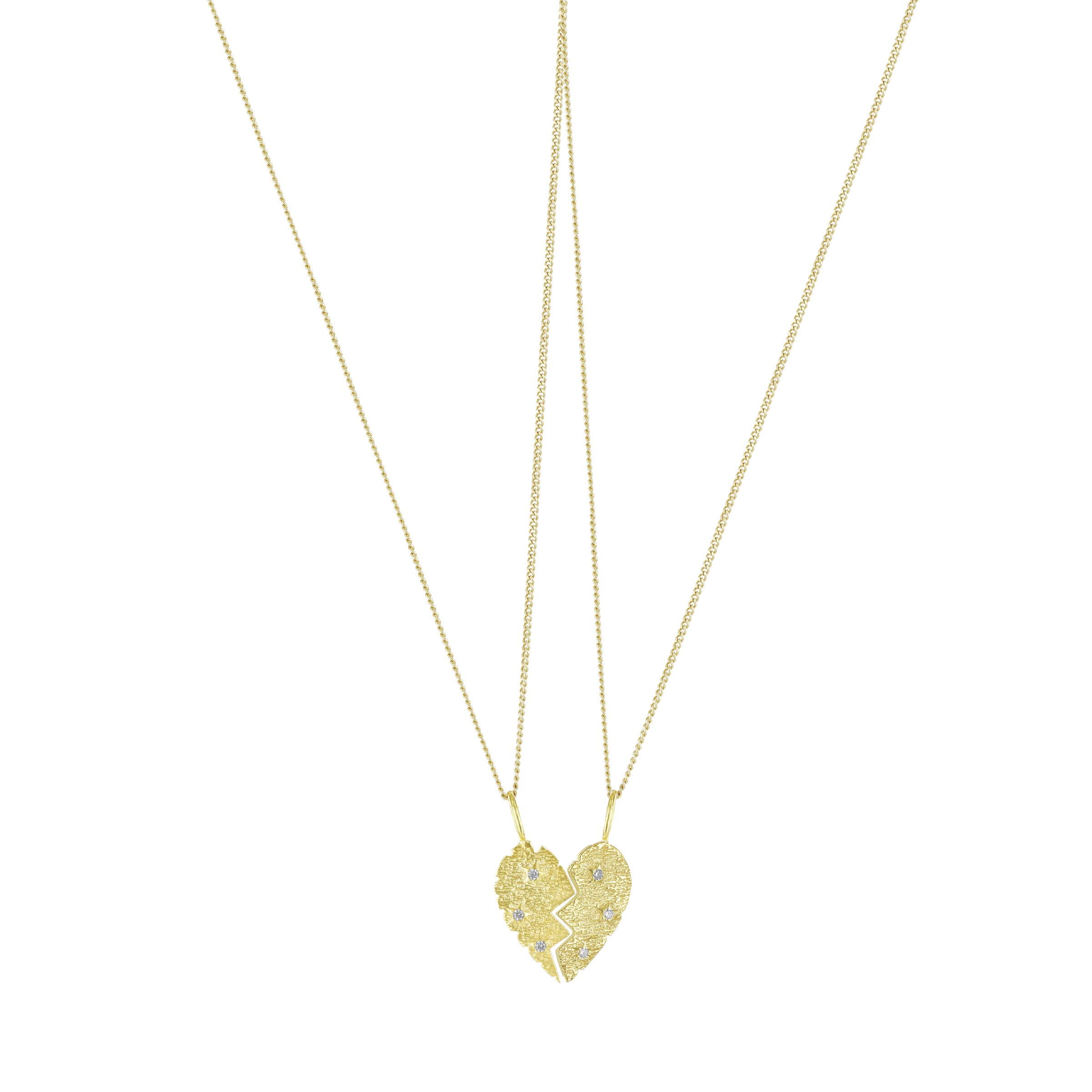 Sacred Heart Necklace Set Gold Vermeil
