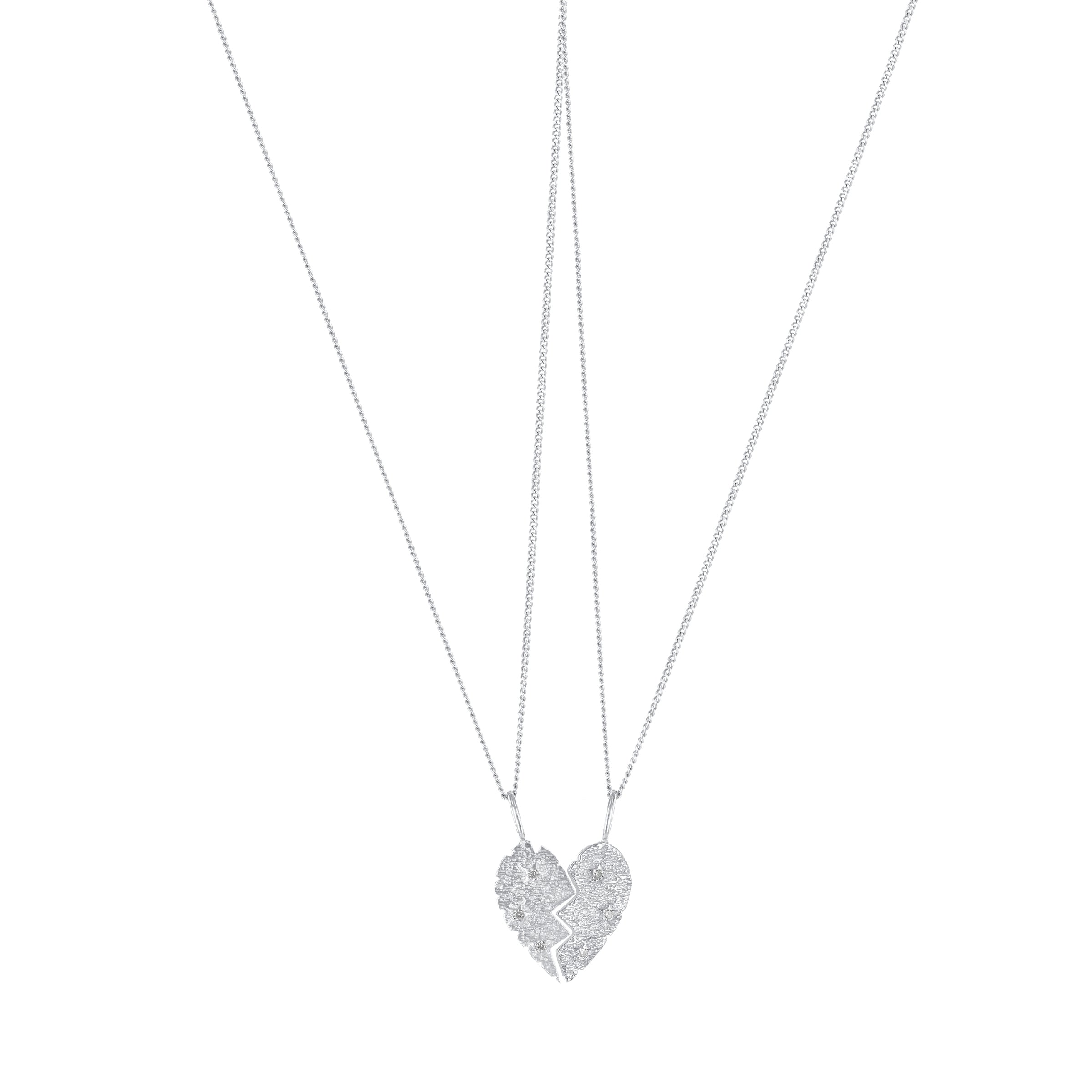 Sacred Heart Necklace Set Sterling Silver