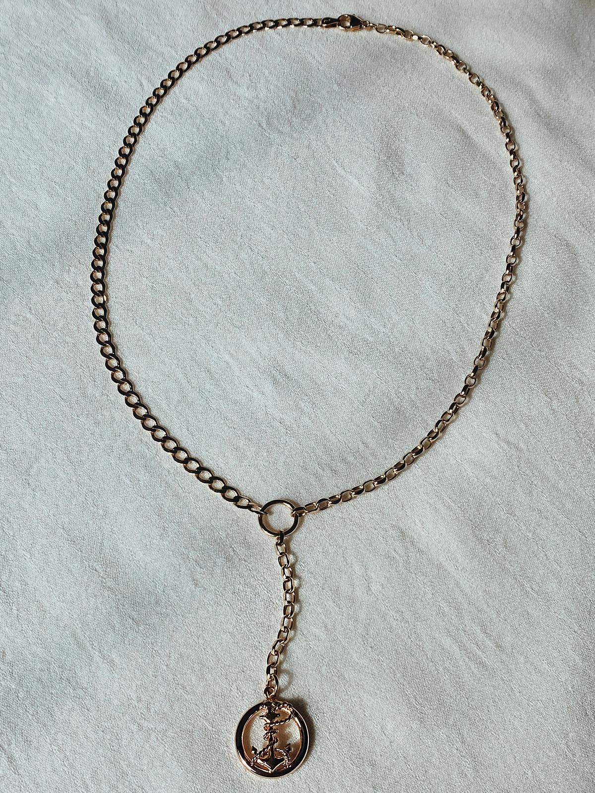 Vintage Rope & Anchor Pendant with Graduated Chain