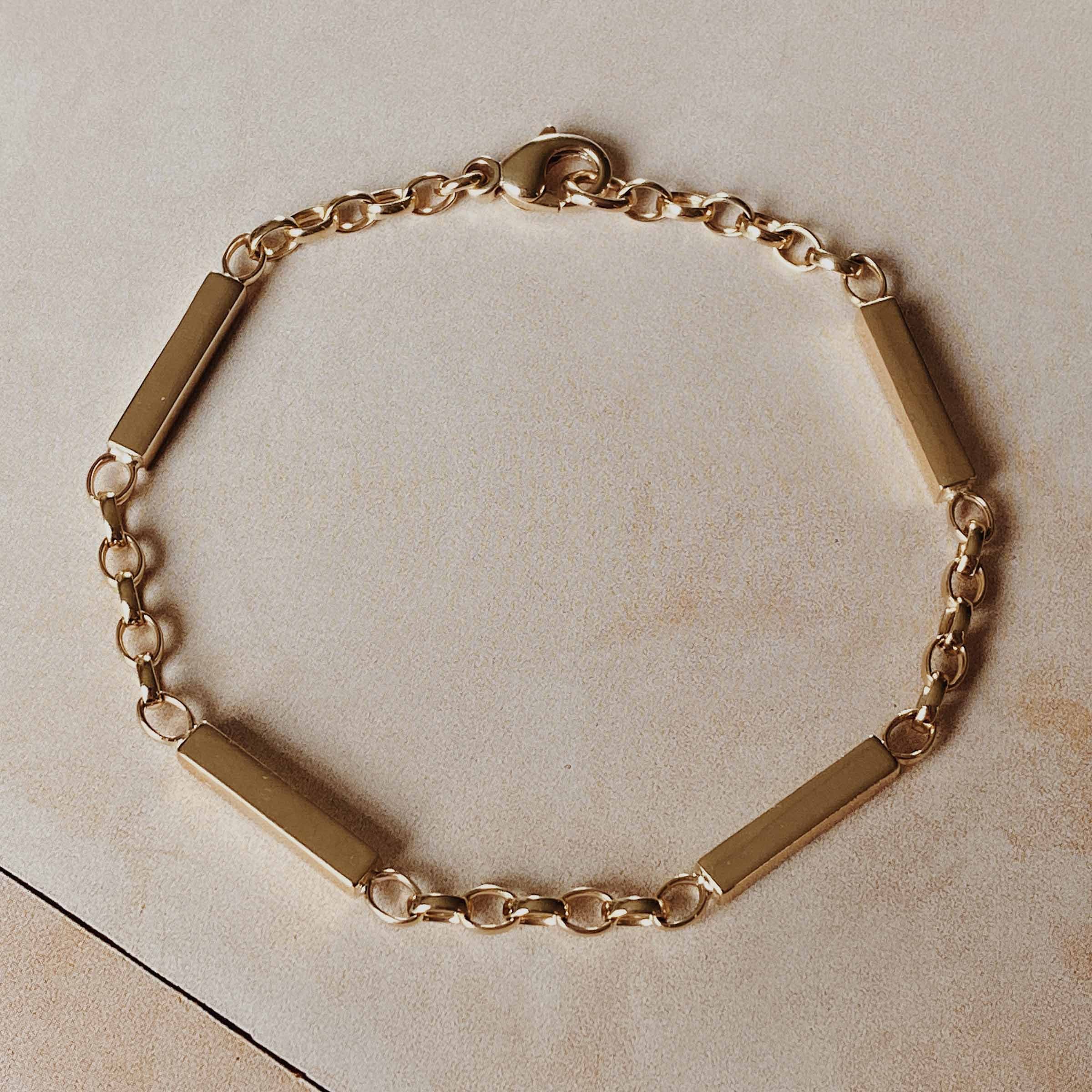 Vintage Bar Link Chain Bracelet