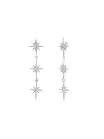 Clear Triple Star Earrings Sterling Silver
