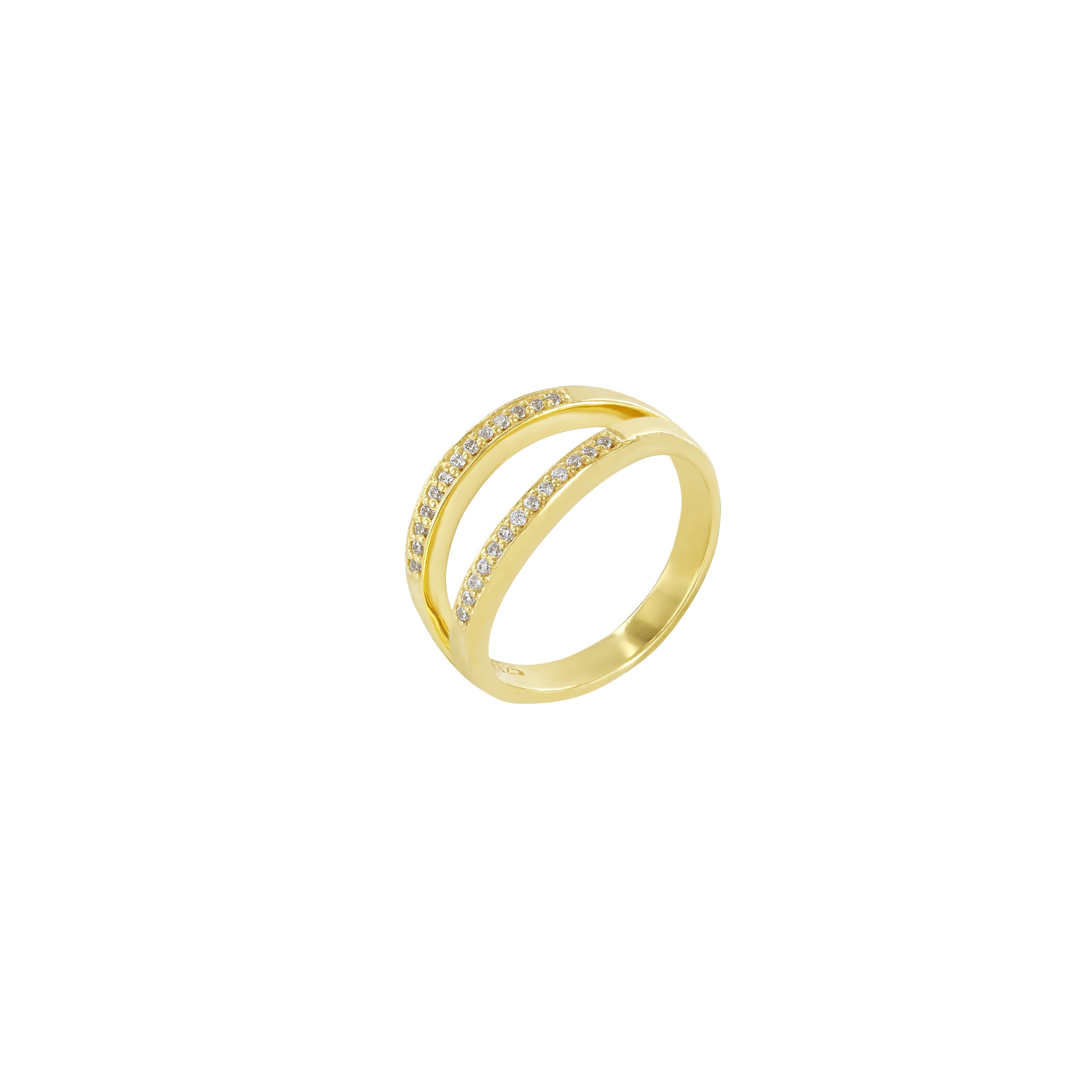 Double Band Gemstone Ring Gold Vermeil
