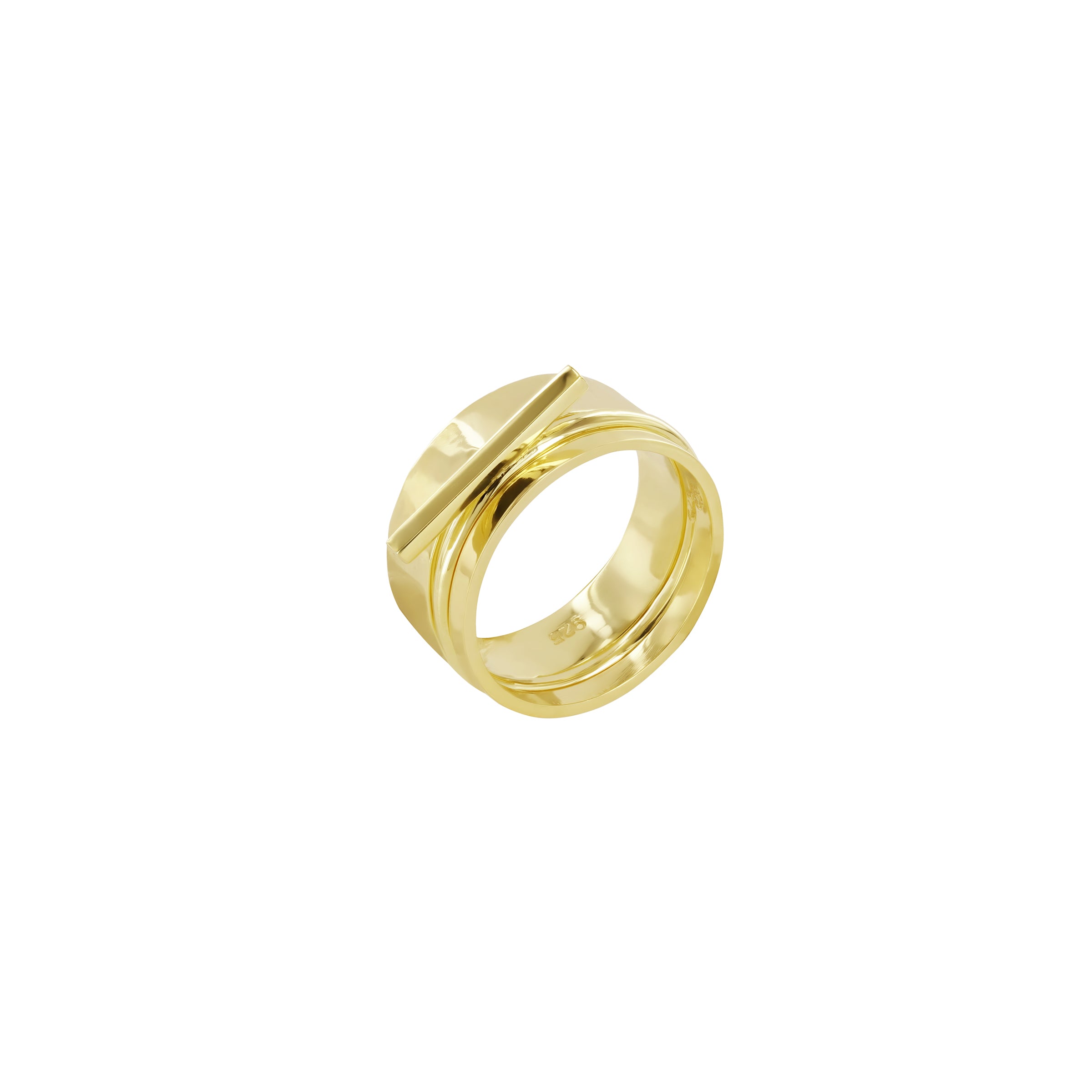 Bar Style Stacker Ring Set Gold Vermeil