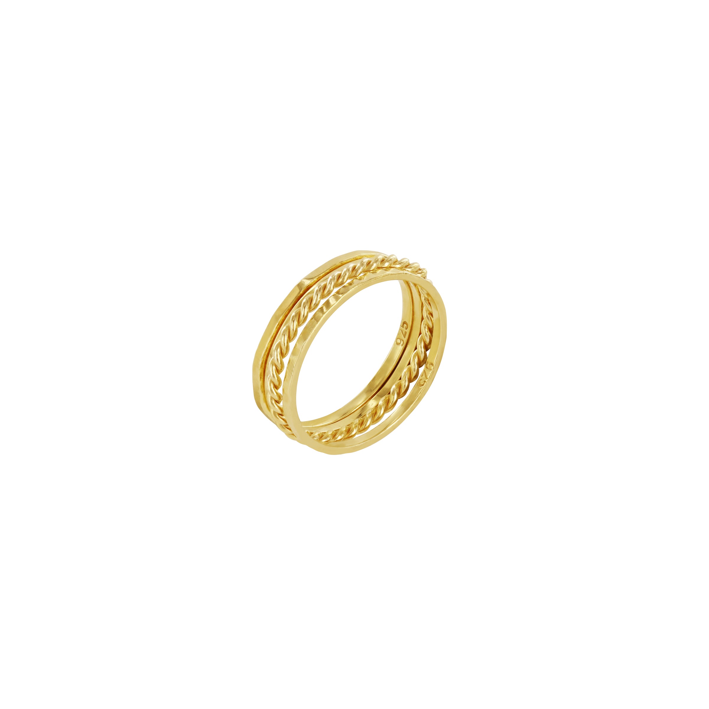 Twisted Ring Stack Gold Vermeil