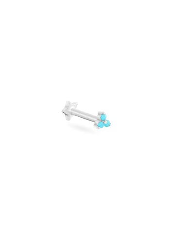 White Gold Turquoise Trilogy Threaded Single Stud