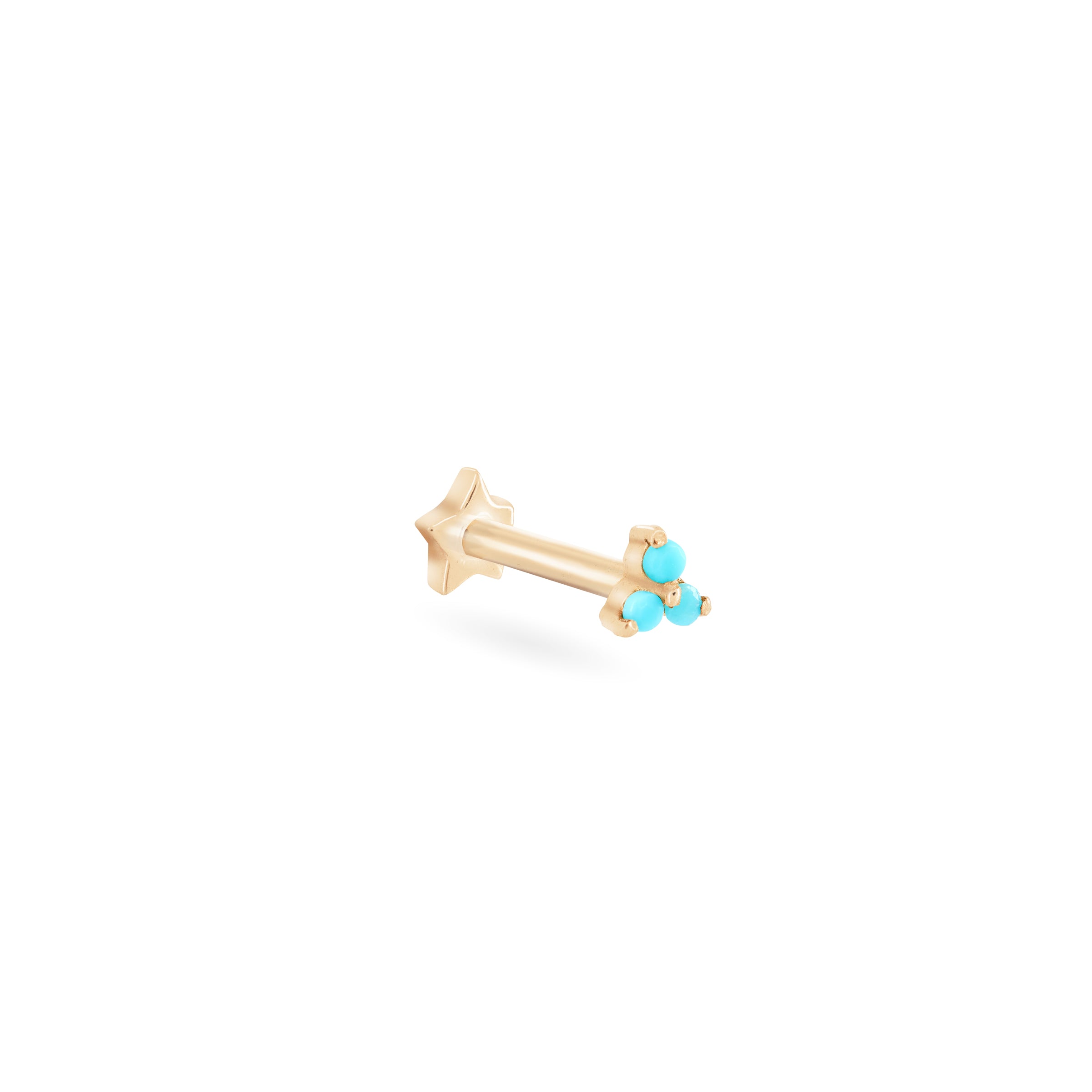 Yellow Gold Turquoise Trilogy Threaded Single Stud