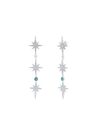 Turquoise Triple Star Earrings Sterling Silver