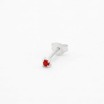 Silver Red Gemstone Topaz Stud Earring