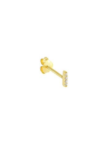 Bar Single Stud with Clear Stones Gold Vermeil