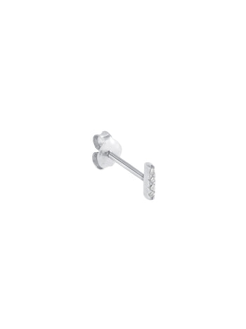 Bar Single Stud with Clear Stones Sterling Silver