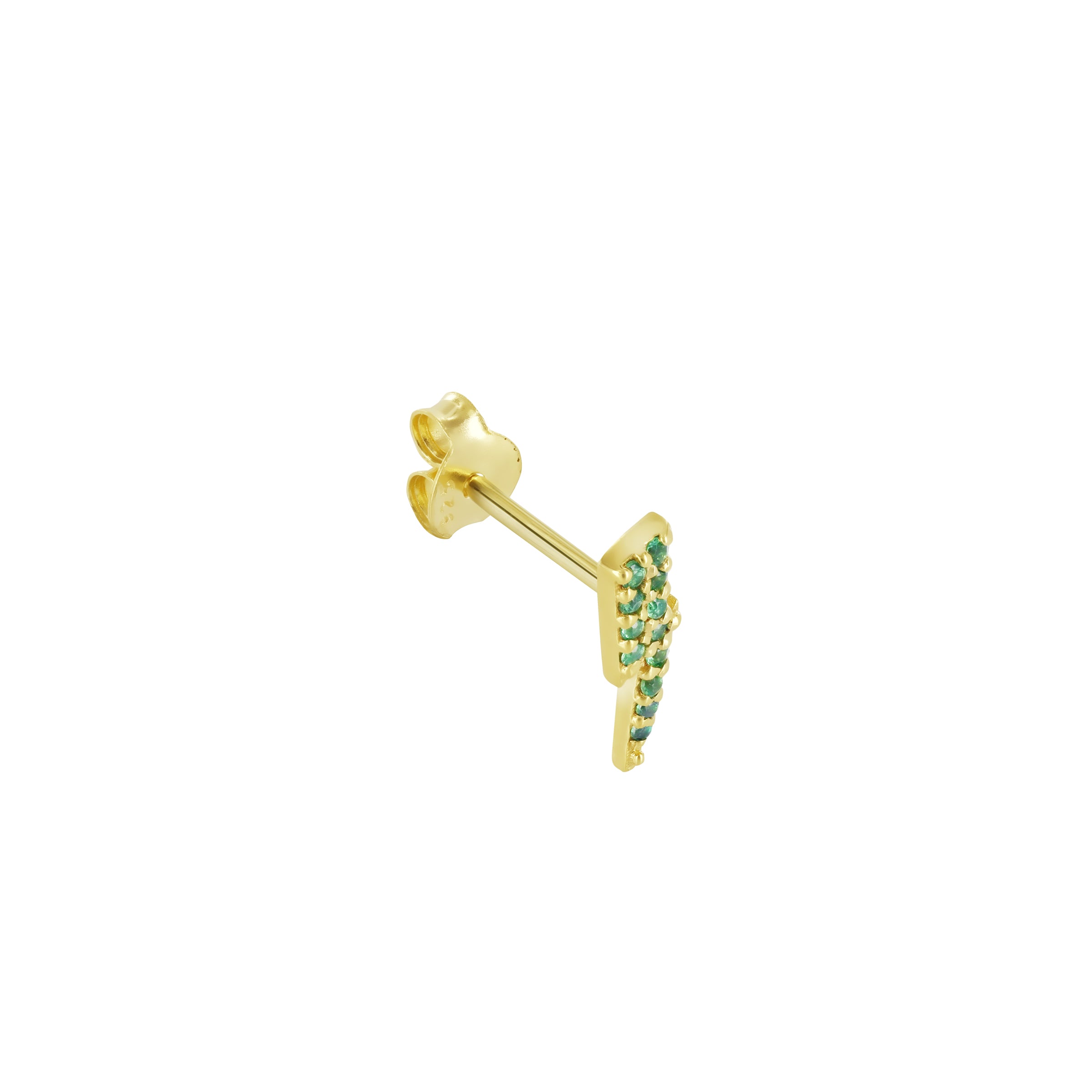 Green Bowie Single Stud Gold Vermeil