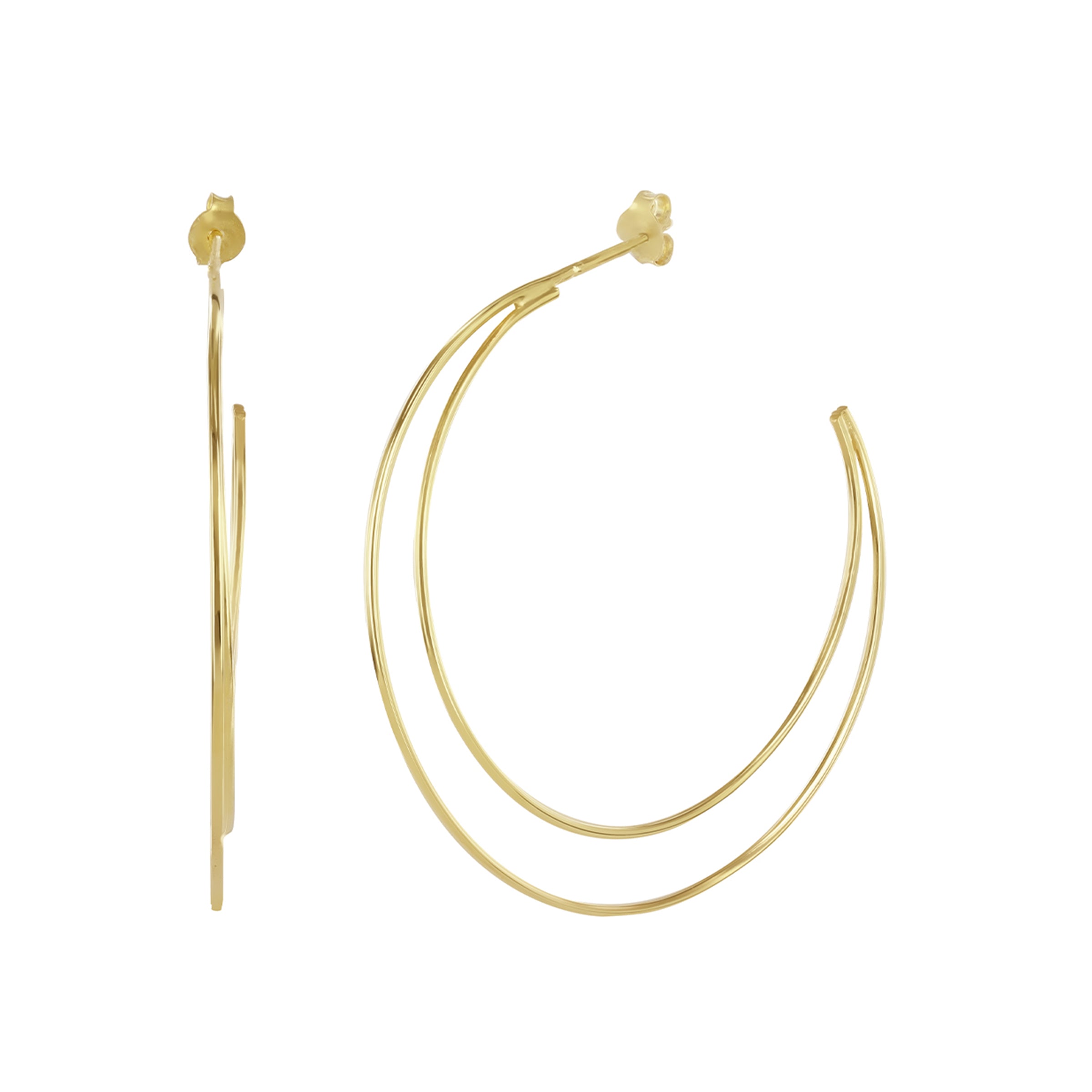 Large Crescent Hoops Gold Vermeil