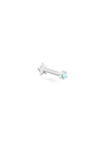 White Gold 1.5mm Turquoise Threaded Single Stud