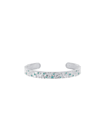Sacred Turquoise Constellation Cuff In Silver