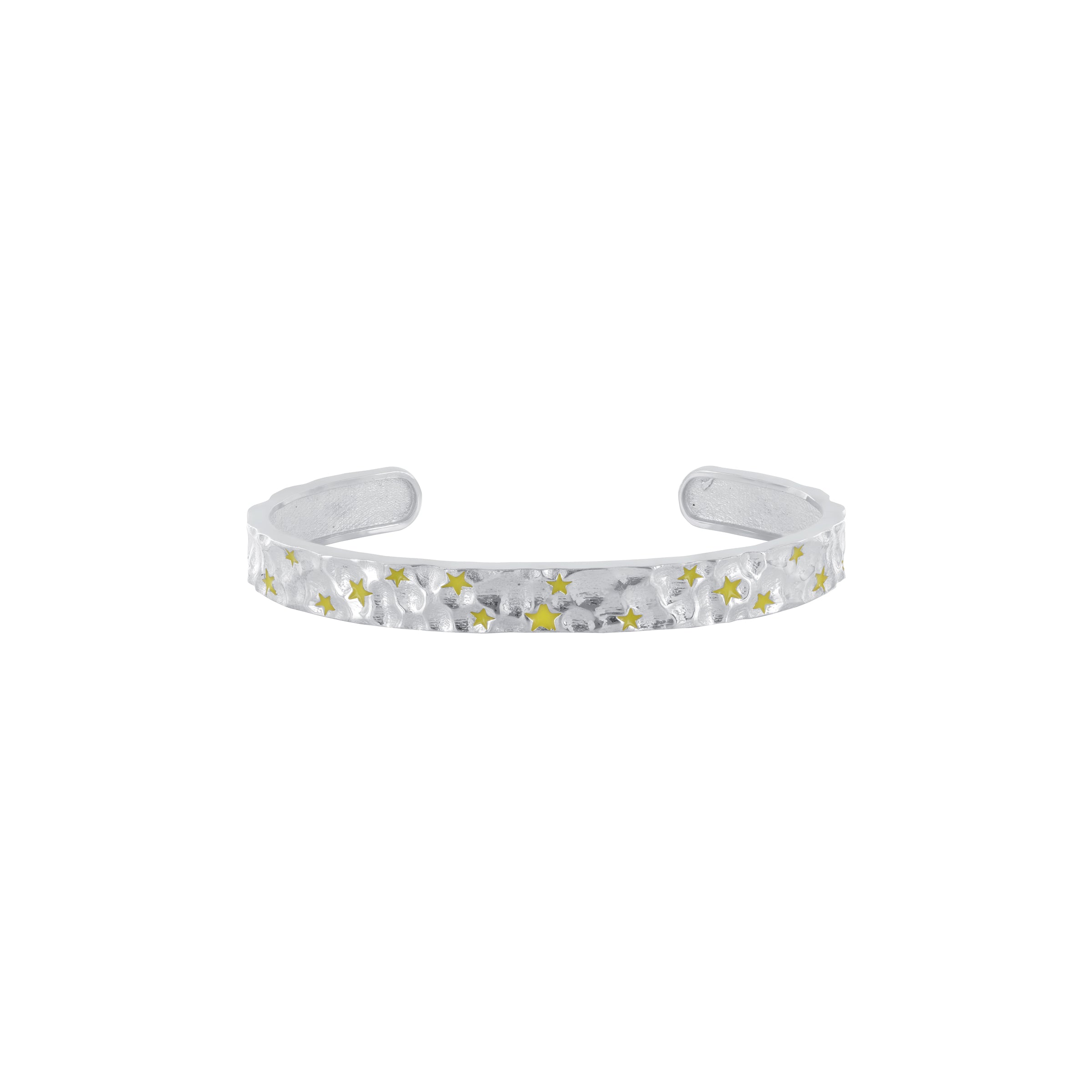 Sacred Yellow Constellation Cuff In Silver