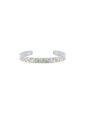 Sacred Yellow Constellation Cuff In Silver