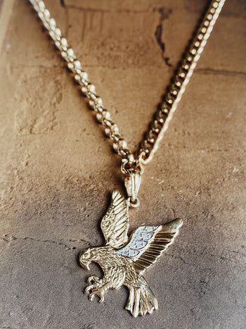 Vintage Diamond Eagle Pendant With Graduated Chain