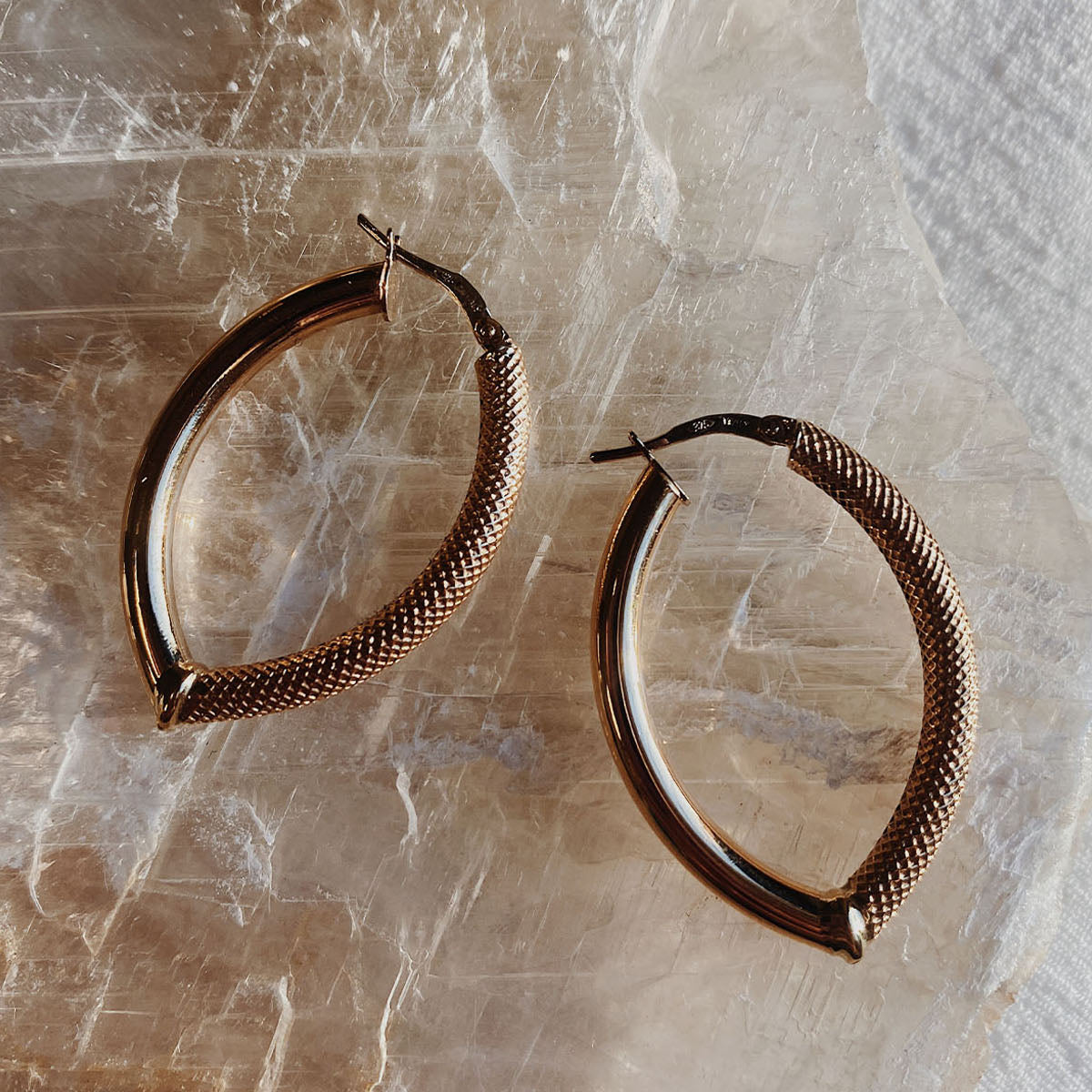 Vintage Textured Direction Pointed Hoops