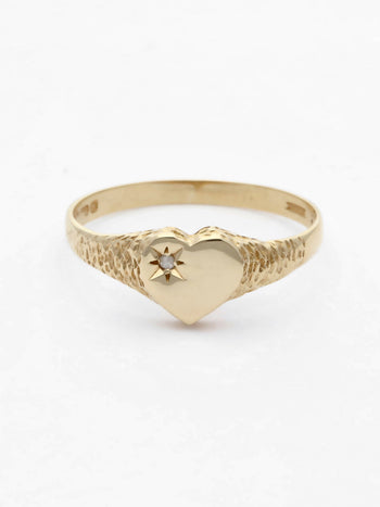 Vintage Diamond Heart Signet Ring
